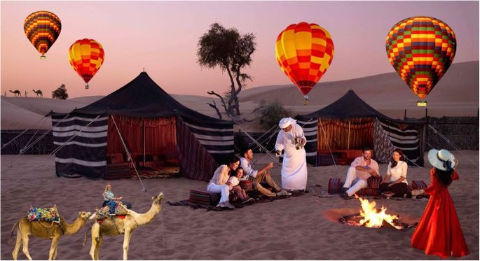 overnight desert safari Dubai with hot air balloon sunrise